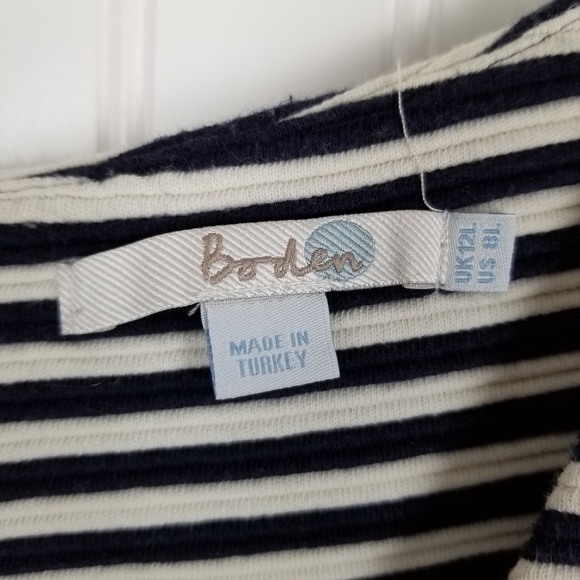 Boden Ponte Knit Dress Structured Pockets V Neck Cotton Blend Stripes Size 8 L - Picture 6 of 10